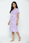 Zivame Farm Lore Knit Cotton Knee Length Nightdress - Lilac Breeze — thumbnail 4